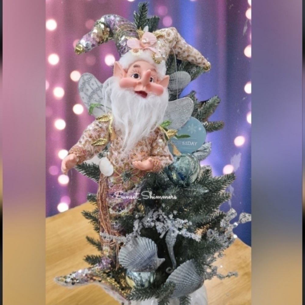 Whimsical Mermaid Elf Fairy Coastal Christmas Ornament 21” Mark Robert's Style